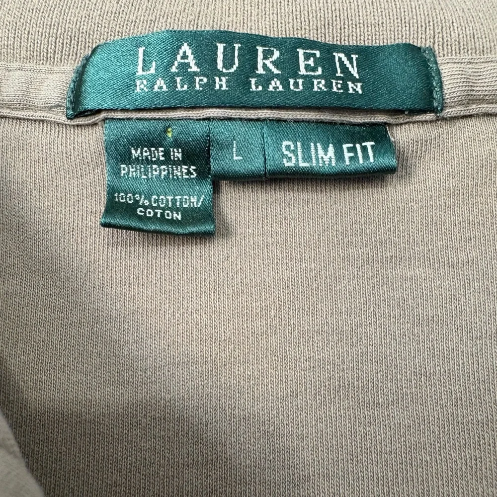 Lauren Ralph Lauren Olive Green Polo Crop Top Size Large Cotton Slim Fit Y2K - Picture 3 of 7